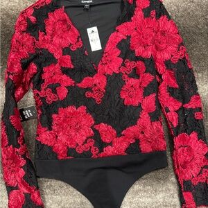 Red flower express bodysuit